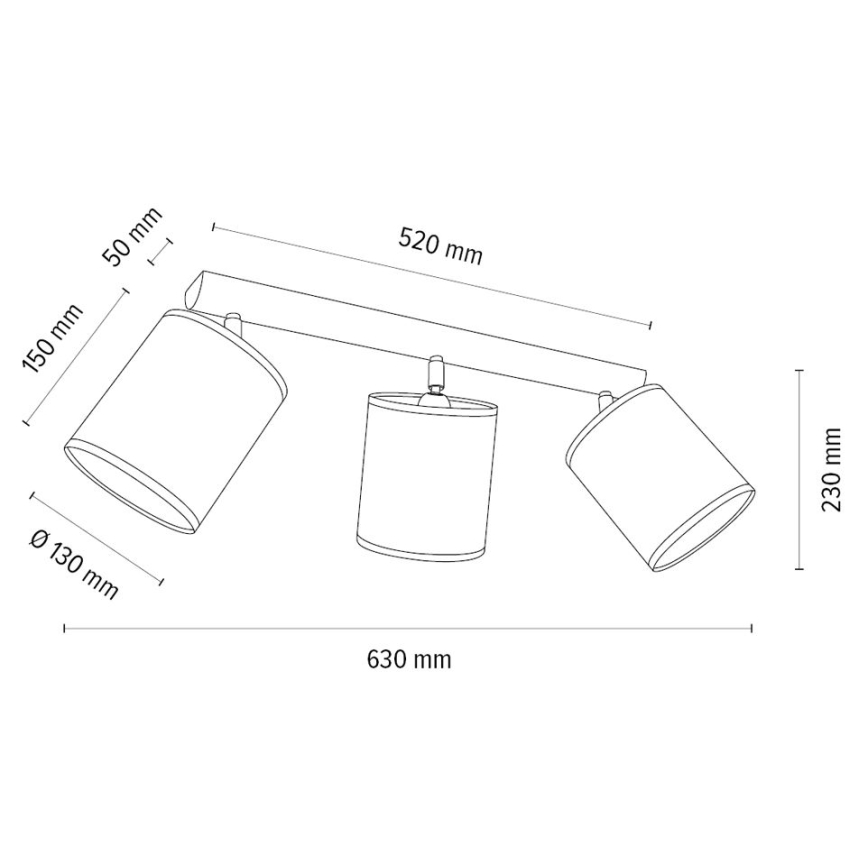 Spotlampe BENITA 3xE27/25W/230V hvid/eg – FSC certificeret
