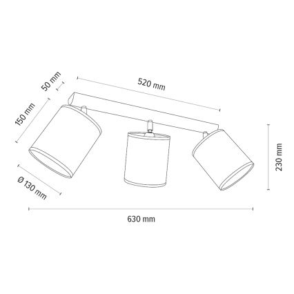 Spotlampe BENITA 3xE27/25W/230V brun/eg – FSC certificeret