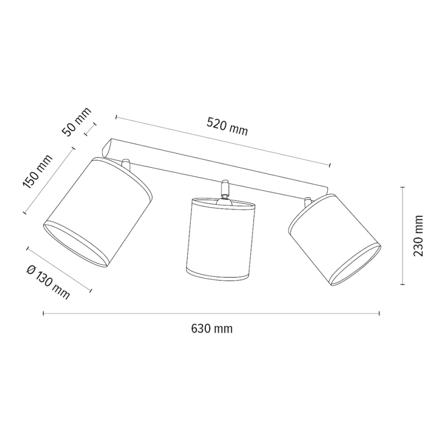 Spotlampe BENITA 3xE27/25W/230V brun/eg – FSC certificeret