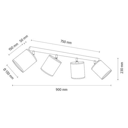 Spotlampe BENITA 4xE27/25W/230V hvid/eg – FSC certificeret