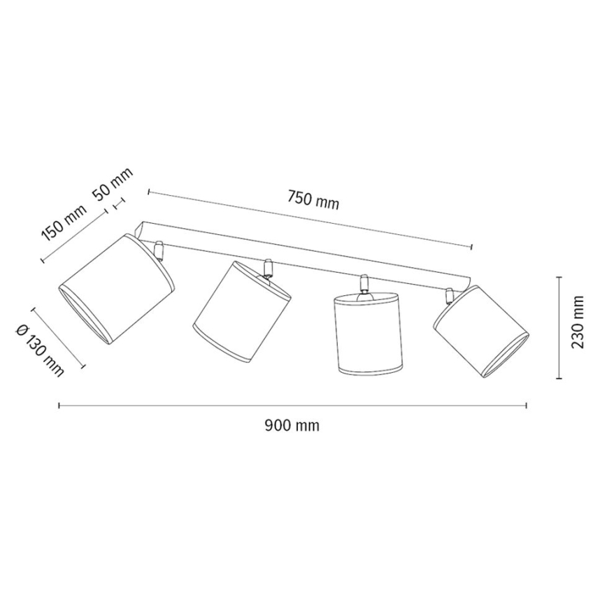 Spotlampe BENITA 4xE27/25W/230V hvid/eg – FSC certificeret