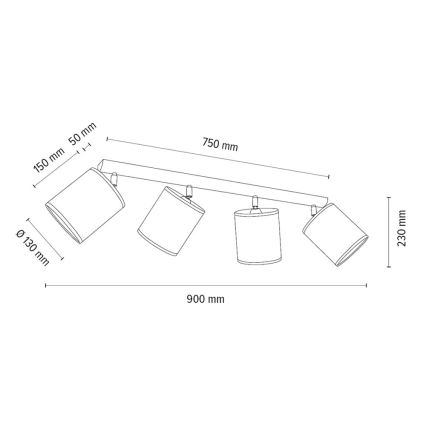 Spotlampe BENITA 4xE27/25W/230V brun/eg – FSC certificeret