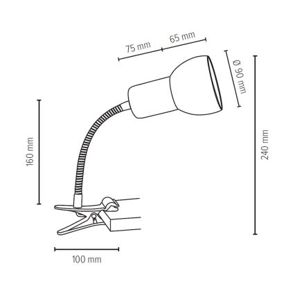 Lampe med klemme SVENDA 1xE27/60W/230V - FSC-certificeret