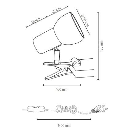 Lampe med klemme SVENDA 1xE27/60W/230V - FSC-certificeret