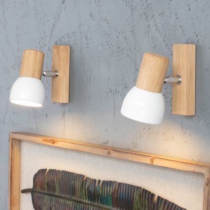 Vægspot SVENDA 1xE27/60W/230V i egetræ