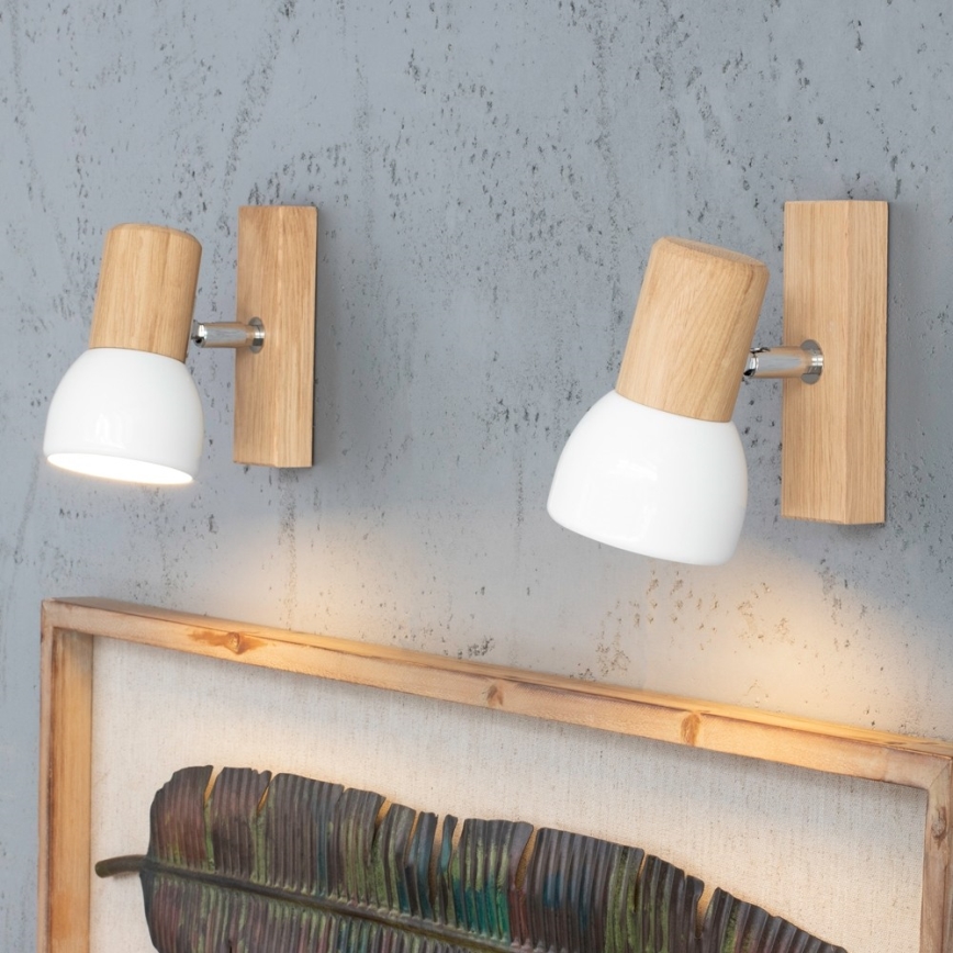 Vægspot SVENDA 1xE27/60W/230V i egetræ