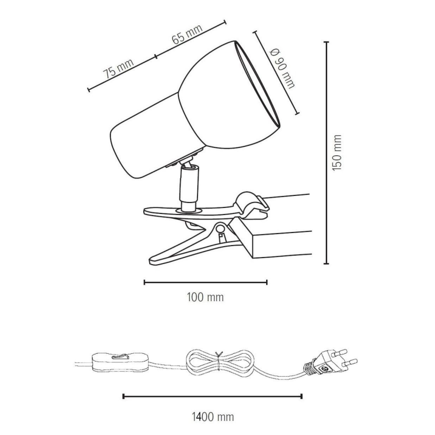 Lampe med klemme SVENDA 1xE27/60W/230V - FSC-certificeret