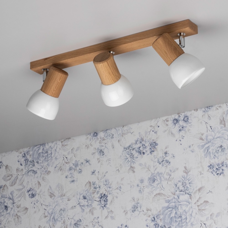 Spotlampe SVENDA 3xE27/60W/230V egetræ/hvid