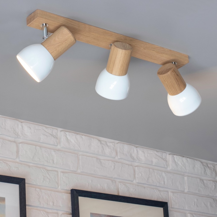 Spotlampe SVENDA 3xE27/60W/230V egetræ/hvid