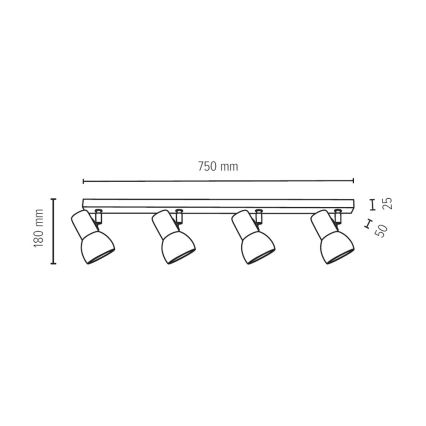 Spotlampe SVENDA 4xE27/60W/230V eg - FSC-certificeret