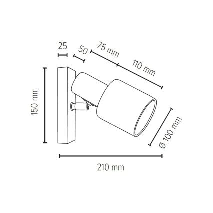 Væglampe med spot TREEHOUSE 1xE27/25W/230V eg