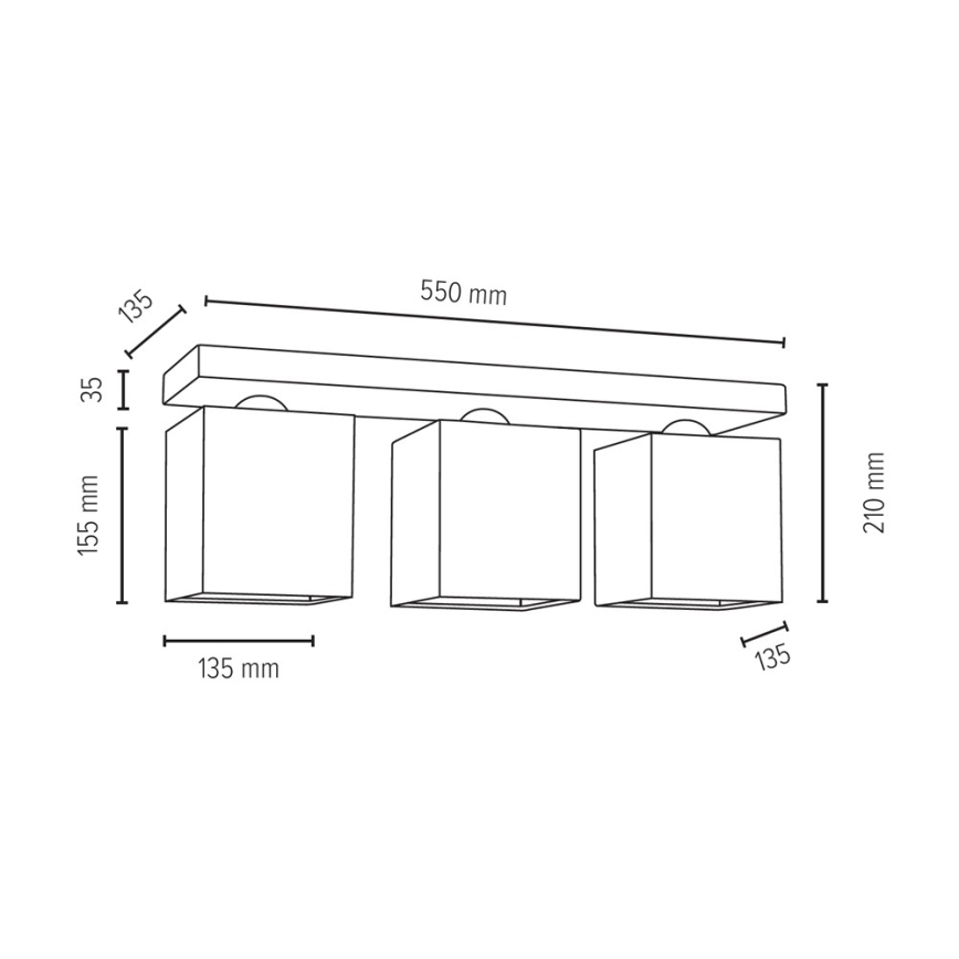Loftlampe INGER 3xE27/25W/230V - FSC-certificeret