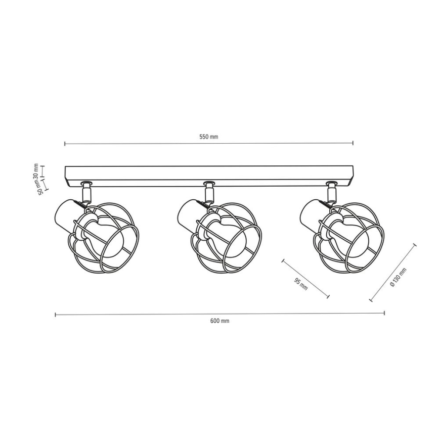 Loftspot PHIPHI 3xE27/60W/230V eg - FSC-certificeret