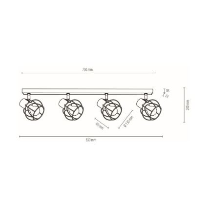 Loftspot PHIPHI 4xE27/60W/230V eg - FSC-certificeret