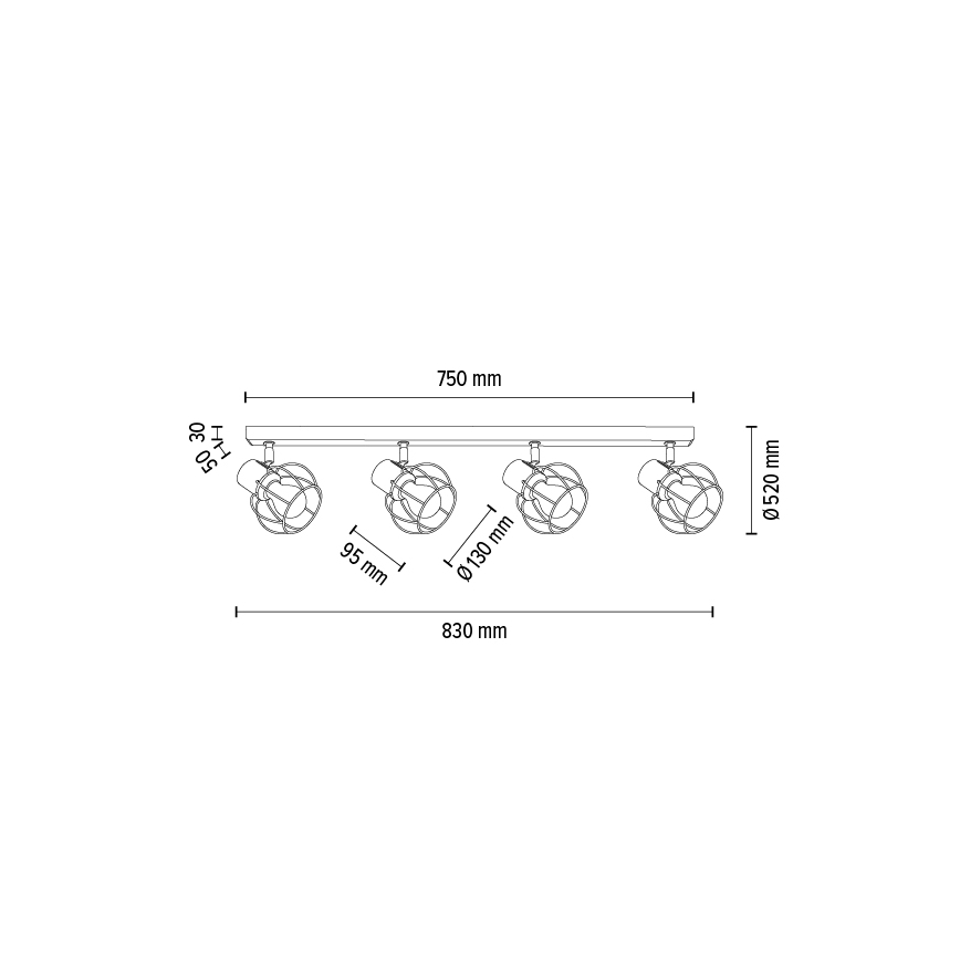 Loftspot PHIPHI 4xE27/60W/230V eg - FSC-certificeret