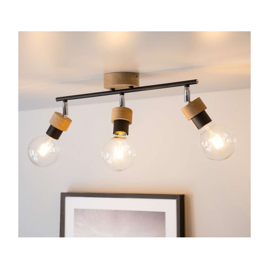 Spotlampe MARJOLAINE 3xE27/25W/230V egetræ - FSC-certificeret