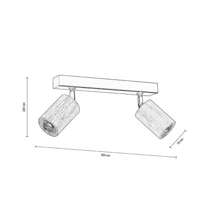 LED loftspot MATTI 2xGU10/5W/230V egetræ - FSC-certificeret