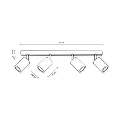 LED loftspot MATTI 4xGU10/5W/230V egetræ - FSC-certificeret