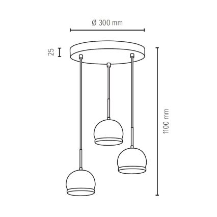 LED pendel BALL WOOD 3xGU10/5W/230V - FSC-certificeret