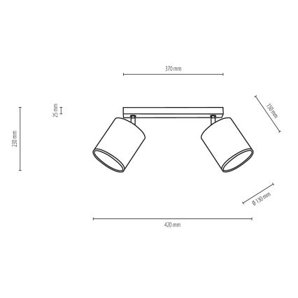 Spotlampe APRILLIA 2xE27/25W/230V eg grå - FSC-certificeret