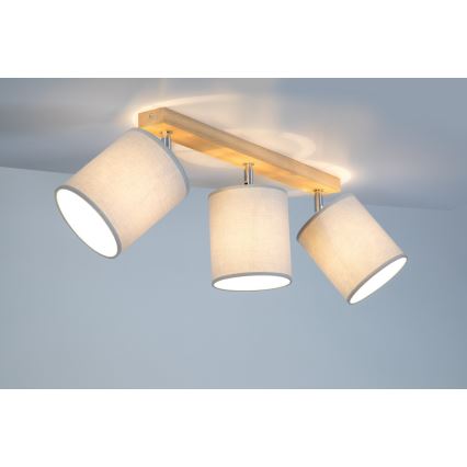 Spotlampe APRILLIA 3xE27/25W/230V eg grå - FSC-certificeret