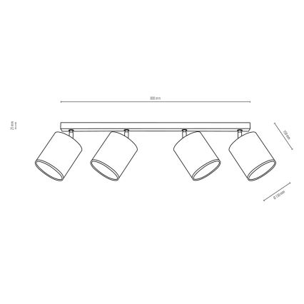 Spotlampe APRILLIA 4xE27/25W/230V eg grå - FSC-certificeret