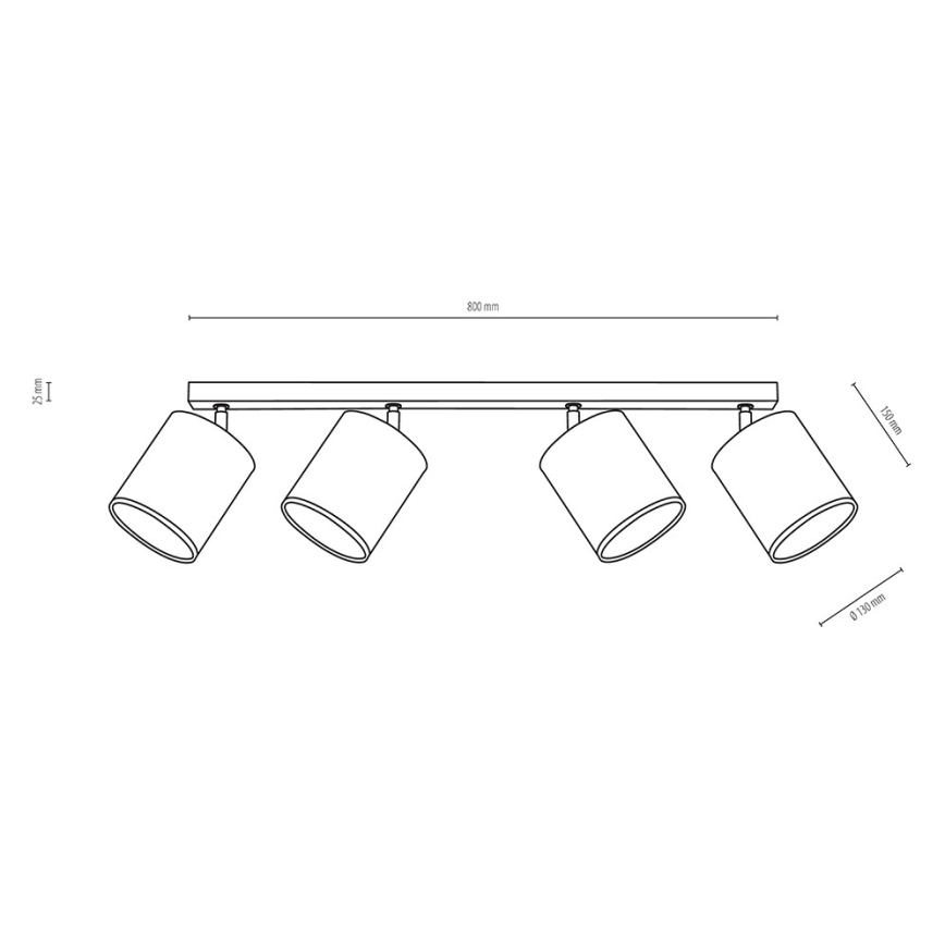 Spotlampe APRILLIA 4xE27/25W/230V eg grå - FSC-certificeret