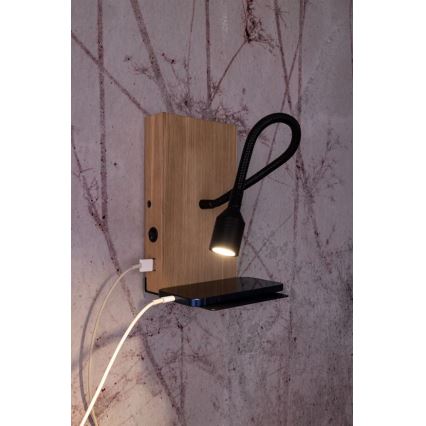 LED væglampe LECTOR LED/2,5W/230V USB eg