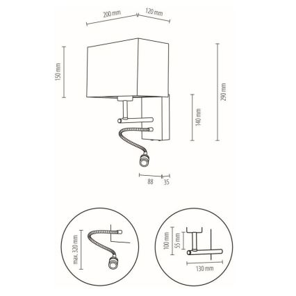 Væglampe BOHO 1xE27/25W + LED/1W/230V eg – FSC certificeret