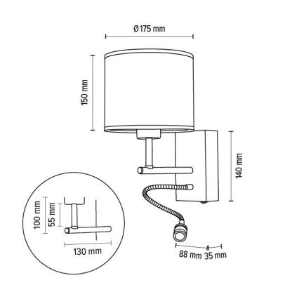 Væglampe BOHO 1xE27/25W + LED/1W/230V eg – FSC certificeret