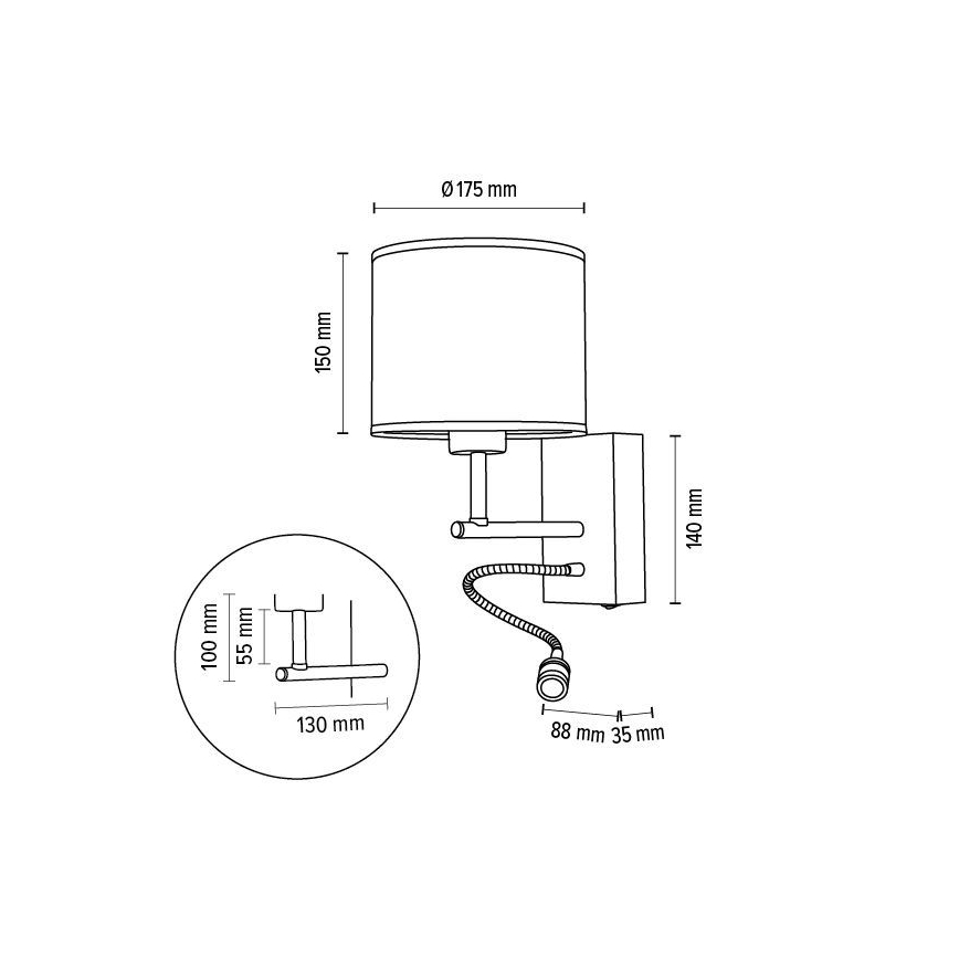 Væglampe BOHO 1xE27/25W + LED/1W/230V eg – FSC certificeret