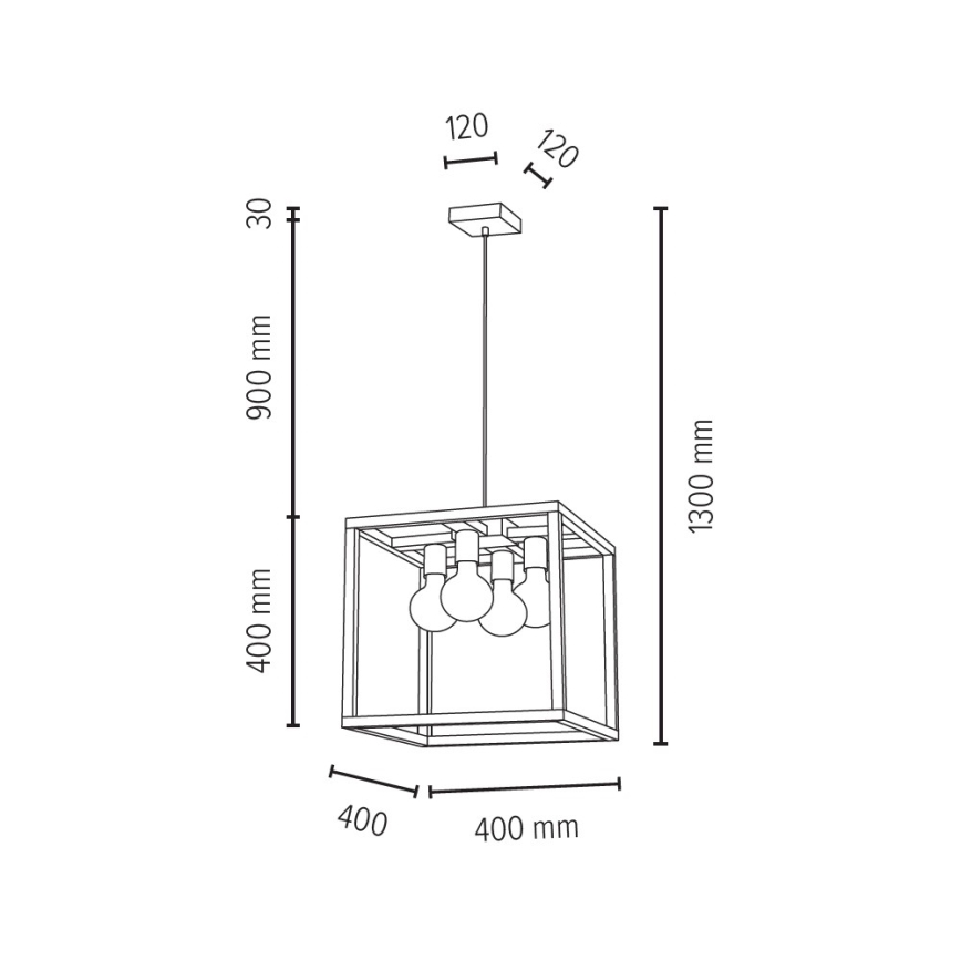 Loftlampe på kabel KAGO 4xE27/60W/230V eg