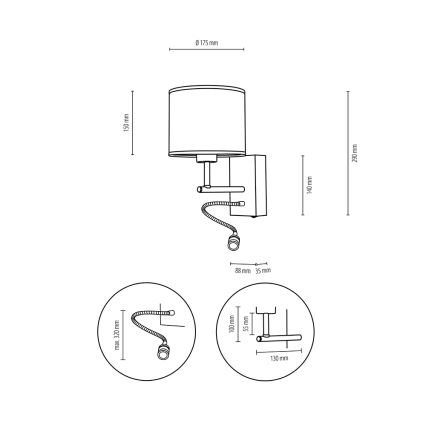 Væglampe BOHO 1xE27/25W/230V + LED/1W/230V eg - FSC-certificeret