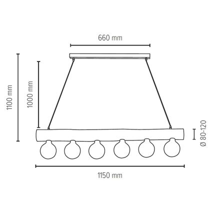 Pendel TRABO 6xE27/60W/230V - FSC-certificeret