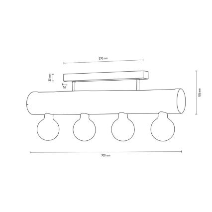 Loftlampe TRABO 4xE27/60W/230V fyrretræ - FSC-certificeret