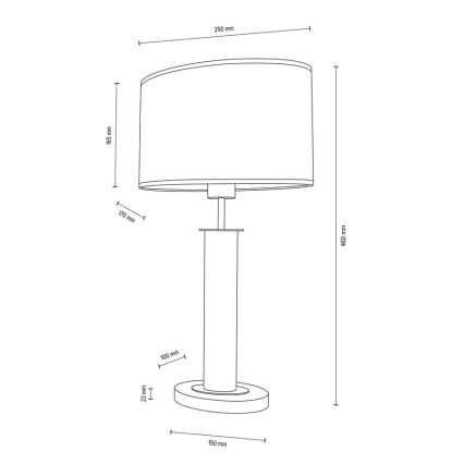 Bordlampe MERCEDES 1xE27/40W/230V 46 cm hvid/eg – FSC certificeret