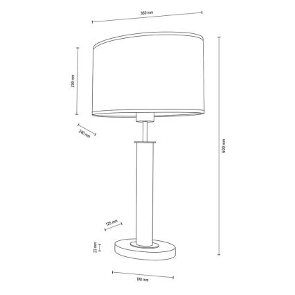 Bordlampe MERCEDES 1xE27/40W/230V 60 cm hvid/eg