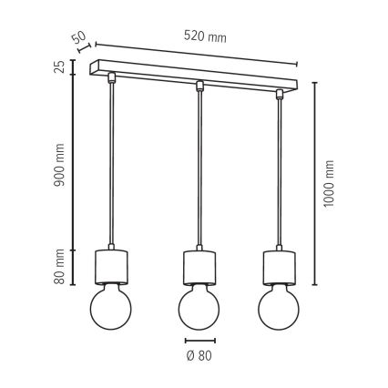 Pendel TRONGO ROUND 3xE27/60W/230V - FSC-certificeret