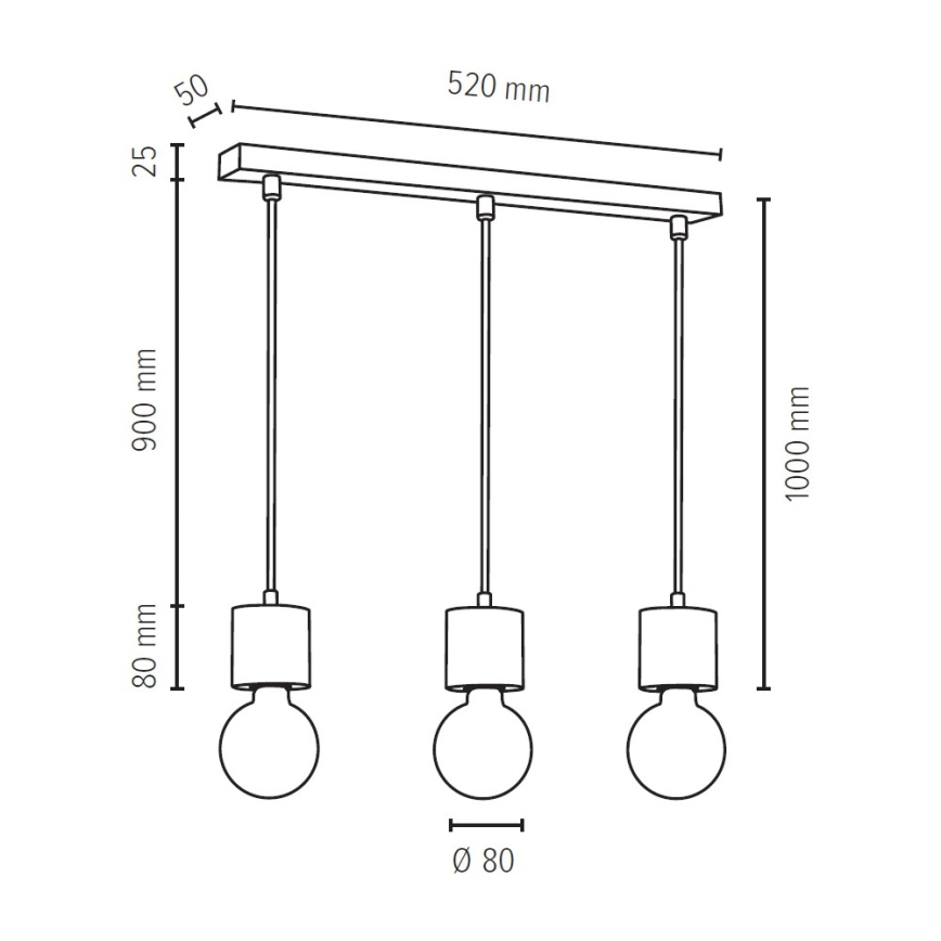 Pendel PINO 3xE27/60W/230V - FSC-certificeret
