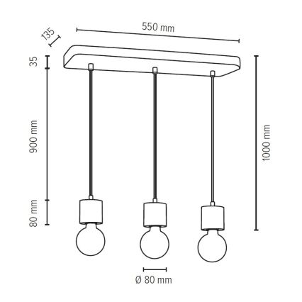 Pendel STRONG 3xE27/60W/230V - FSC-certificeret