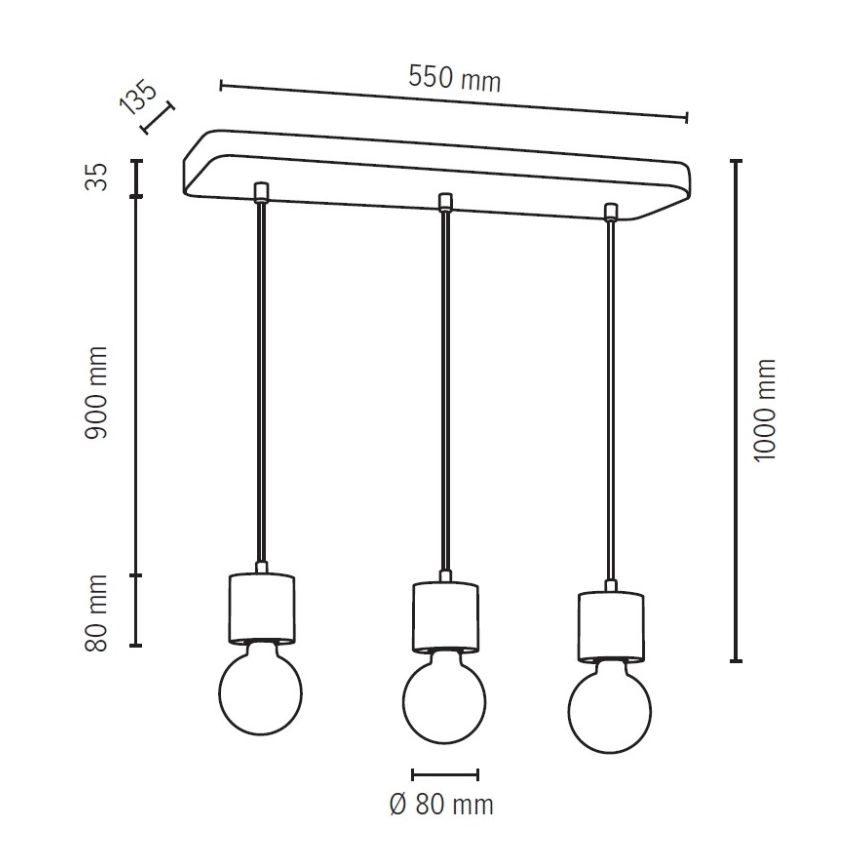 Pendel STRONG 3xE27/60W/230V - FSC-certificeret