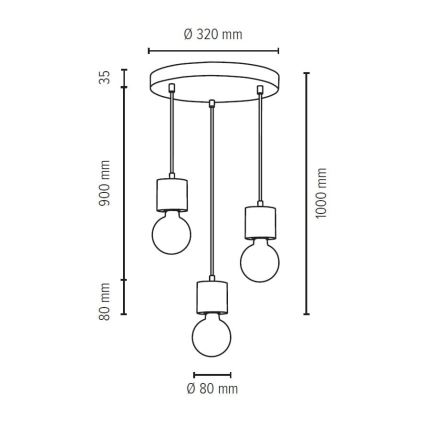 Loftlampe på kabel STRONG 3xE27/60W/230V beton