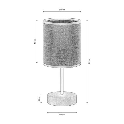 Bordlampe NEGRO 1xE27/25W/230V valnød - FSC-certificeret