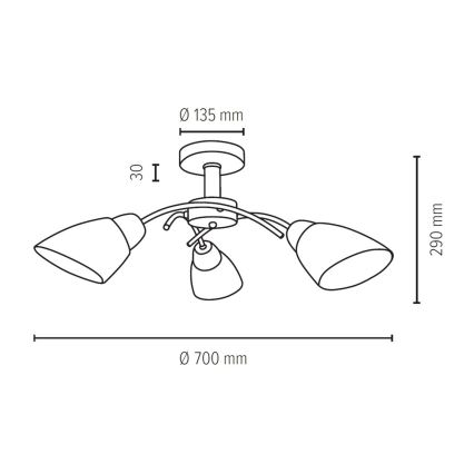 Loftlampe VILETTA 3xE27/60W/230V eg