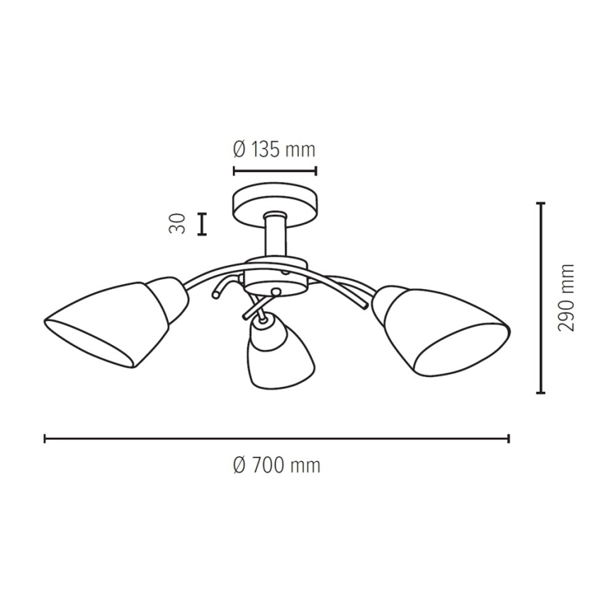Loftlampe VILETTA 3xE27/60W/230V eg