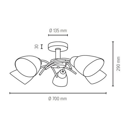 Loftlampe VILETTA 5xE27/40W/230V - FSC-certificeret