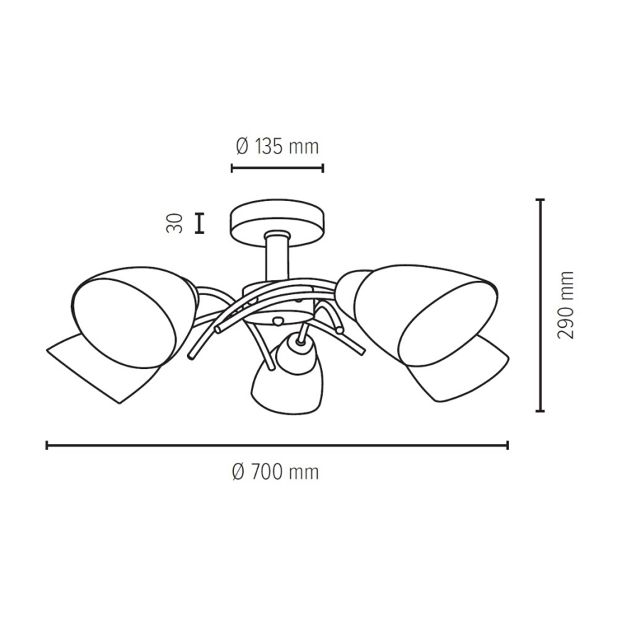 Loftlampe VILETTA 5xE27/40W/230V - FSC-certificeret