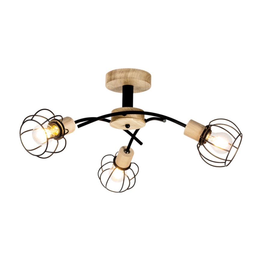 Loftlampe VIVIANE 3xE27/60W/230V egetræ - FSC-certificeret