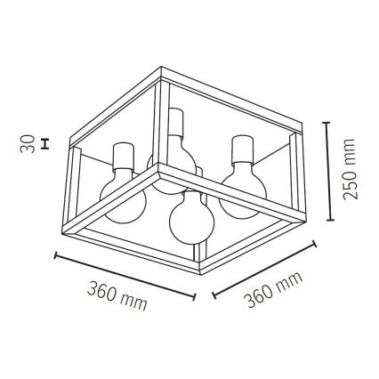 Loftlampe KAGO 4xE27/60W/230V mat eg - FSC-certificeret