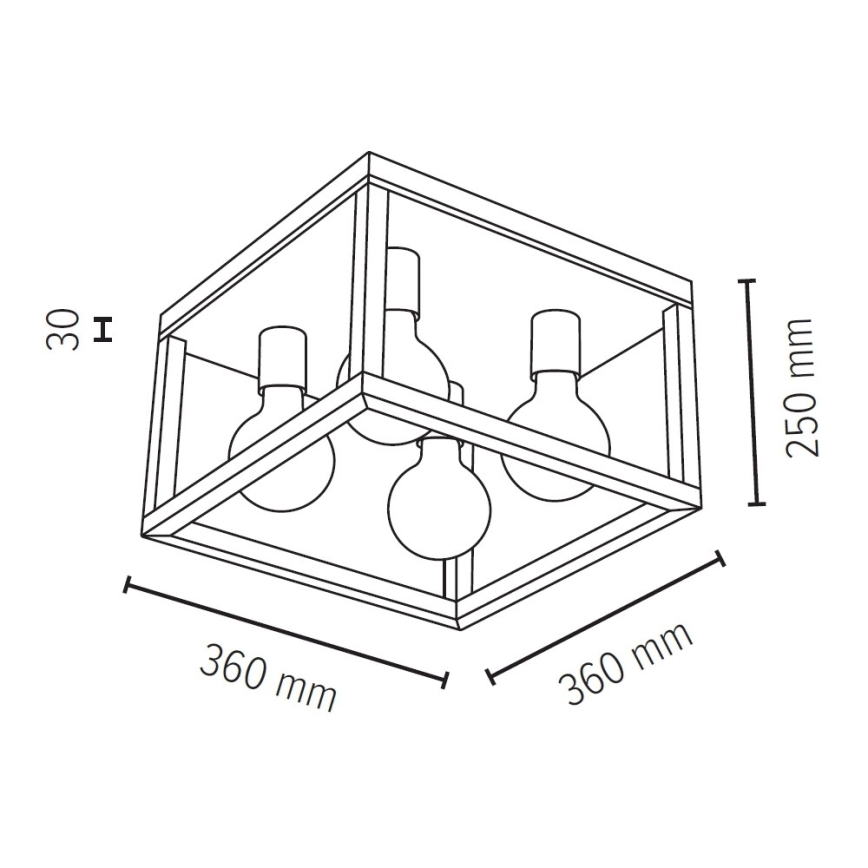 Loftlampe KAGO 4xE27/60W/230V mat eg - FSC-certificeret